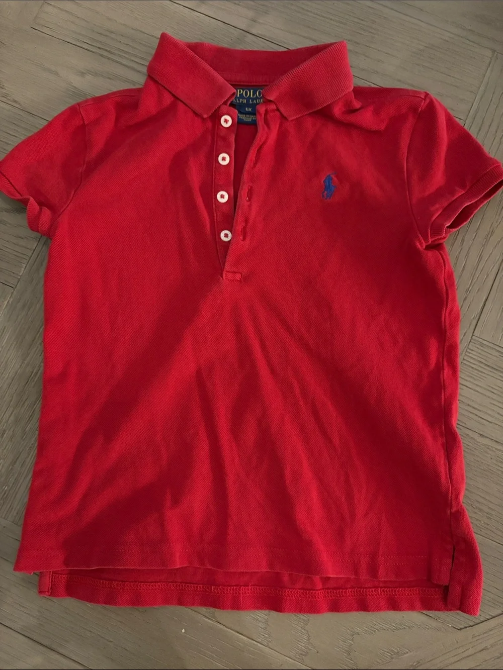 Girls Ralph Lauren Kids Bright Red Polo with Blue Pony